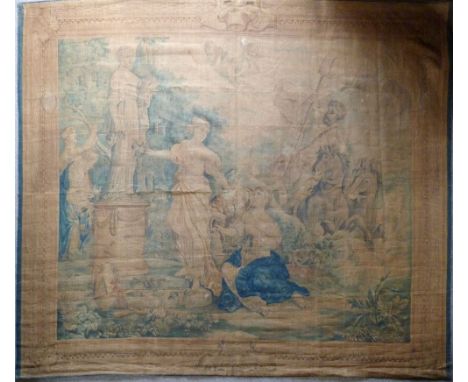 A Late 19th Century Tapestry Wall Hanging, after Joseph Marie Vien L'Enlevement de Proserpine, signed with initials EMD and d