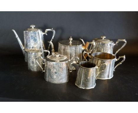 A Silver Plated Three Piece Tea Service, together with a collection of other plated items