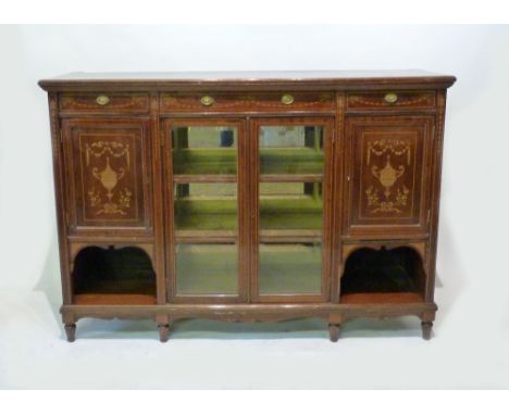 A Good Quality Mahogany Marquetry Inlaid Side Cabinet by Hewetson & Milner, Tottenham Court Road, London, with three frieze d