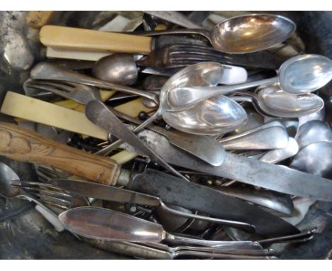 A Collection of Silver Plated Flat Ware, together with a small collection of pewter and a Chinese metal rectangular box