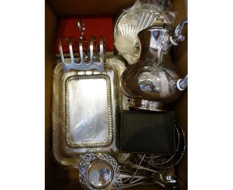 A Silver Plated Entree Dish within Fitted Case, together with a collection of other silver plated items to include a teapot, 