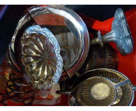 A Collection of Silver Plate to include a candlestick, a three piece tea service and other items