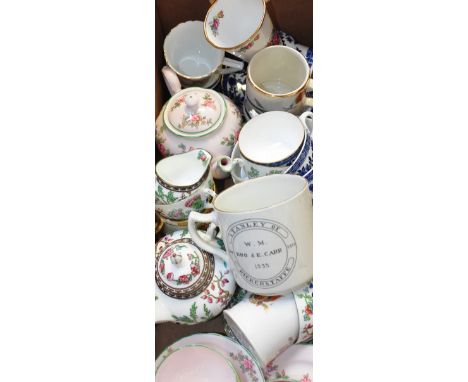 A quantity of c.1880 Coalport "Belfort" teaware including cups, saucers and milk jug, a small quantity of Coalport "Indian Tr