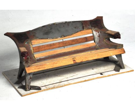 SEAN RICE (1931-1997); a red wax metal mounted and wooden model of a bench, and ten red and black wax maquettes of figural st