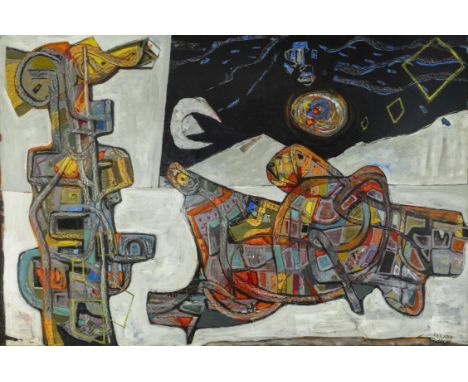Gerard Dillon (1916-1971) Abstract by NightOil on Masonite, 122 x 183cm (48 x 72'')Signed; inscribed verso 'FOR IRISH EXHIBIT