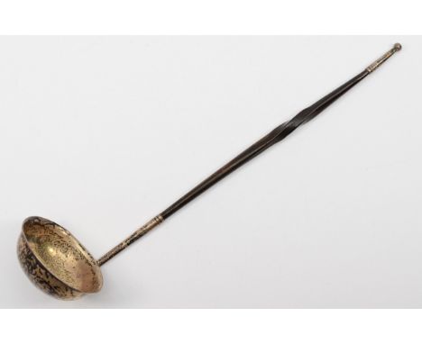 A Georgian silver toddy ladle, unmarked, with whale bone twist handle, 21cm, 20gm. 
