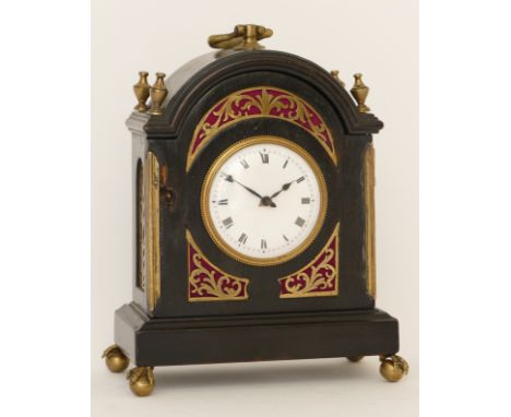 John Walker, an ebonised dome topped mantle clock, the white dial with black Roman numerals, movement with 15 jewels with pie