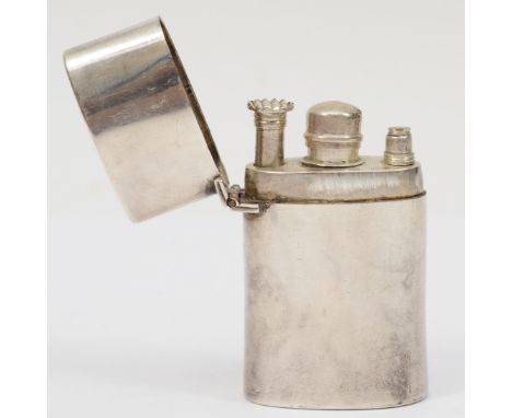 A rare George III silver travelling inkwell and penner etui, by John Bettridge, Birmingham 1791, of plain oval form opening t