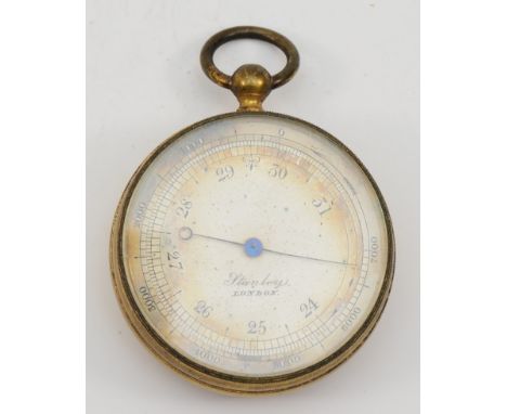 Stanley, a brass compensated aneroid pocket barometer, 50mm 