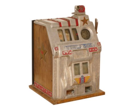 8 Star Bell by Pace Manufacturing Co., a three reel mechanical slot machine, c.1948, 6d play, serial number 68793, for restor