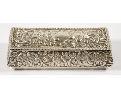 An Edwardian silver trinket box, by Charles Horner, Birmingham 1903, with embossed and chased floral decoration. 12 x 5.5 x 3