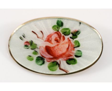 A Norwegian silver guilloche enamel floral oval brooch, by David Anderson, signed to reverse and stamped Norway Sterling 925S