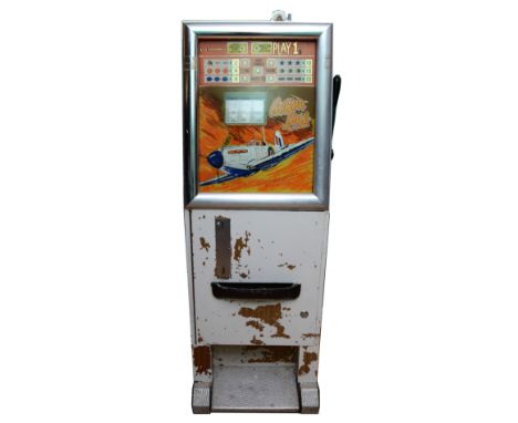 Bell Fruit Action Line Spitfire, a mechanical three reel slot machine, c.1970's, Watling type mechanism, plays 1p, 53 x 49 x 