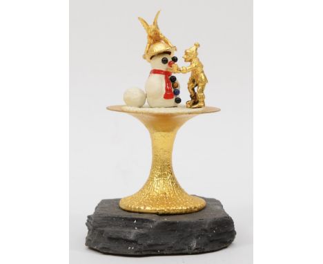 Christopher Nigel Lawrence, a limited edition silver, enamel and parcel gilt surprise mushroom, London 1984, no 27/250, the t