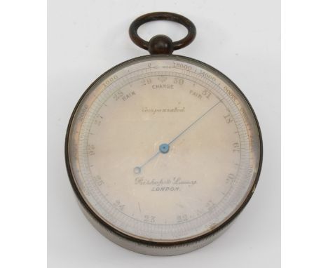 Bishop &amp; Lacey, a brass compensated aneroid pocket barometer, numbered 1360, 68mm 