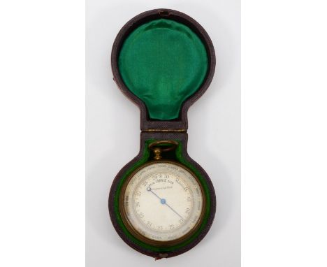 An early 20th century gilt metal cased compensated pocket barometer, inscribed and dated 1909, in leather mounted case, 48mm 