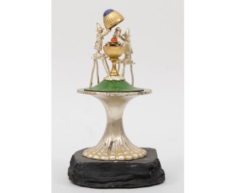 Christopher Nigel Lawrence, a limited edition silver, enamel and parcel gilt surprise mushroom, London 1981, no 101/250, the 