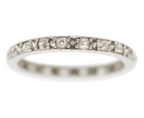 An early 20th-century platinum diamond set full eternity ring. set with small round cut diamonds, size M, 1.5g.The stones are