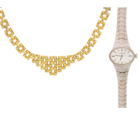 A Longines lady's manual wind silver bracelet wristwatch within box.  Ref. 410, import hallmark London 1977; together with a 