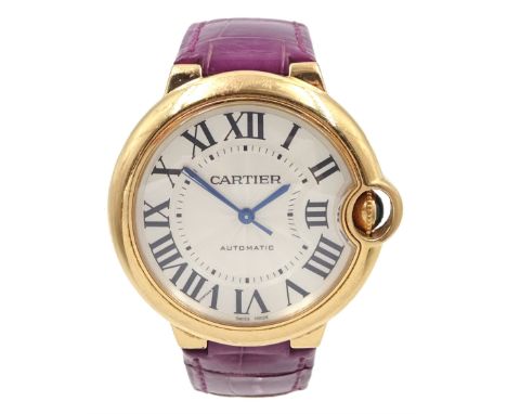 Cartier Ballon Bleu ladies 18ct rose gold automatic wristwatch, Ref. 3003, serial No. 100558SX, silvered guilloche enamel dia