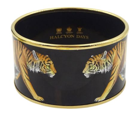 Halcyon Days enamel tiger bangle, boxedCondition Report:Inner circumference approx 22cm, depth approx 4cm, very good conditio