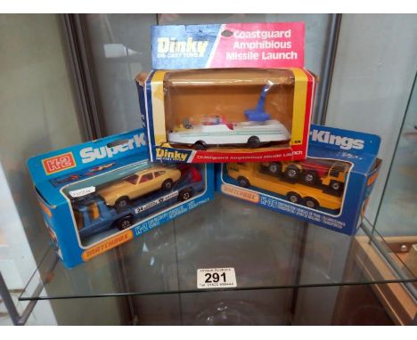 Boxed Matchbox Super Kings K-36 &amp; K-2 &amp; Dinky Coastguard missile launcher