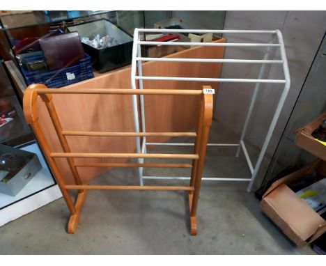 A white metal towel rail &amp; a light wood towel rail (COLLECT ONLY)