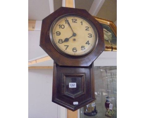 A mahogany drop dial wall clock, COLLECT ONLY.