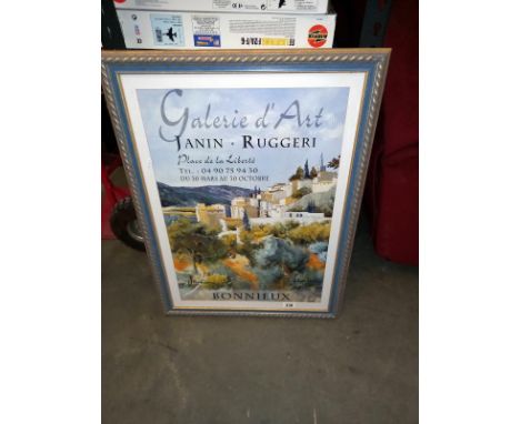A large framed print French art gallery, Bonnieux, 57cm x 77cm (COLLECT ONLY)