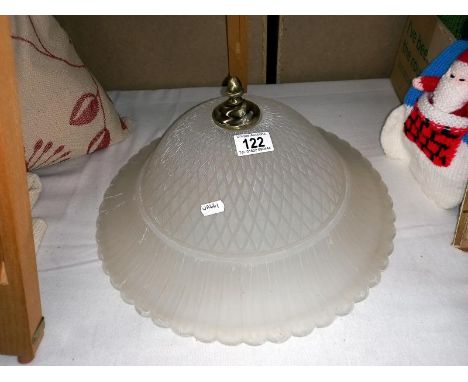 A large frosted glass uplighter lamp shade, diameter 40cm 