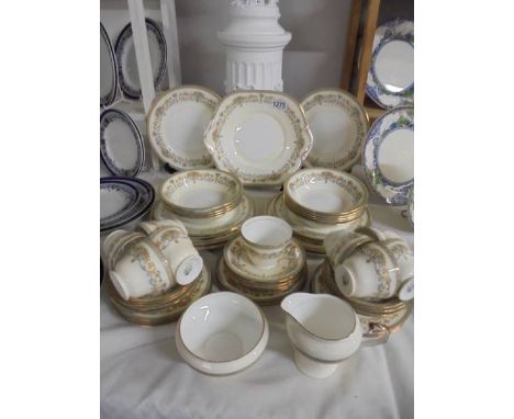 In excess of 50 pieces of Aynsley Henley pattern tea and dinner ware, COLLECT ONLY.9 cups, 1 sugar bowl, 1 milk jug, 1 sandwi