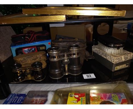 Vintage French binoculars with case and opera glasses, camera etc