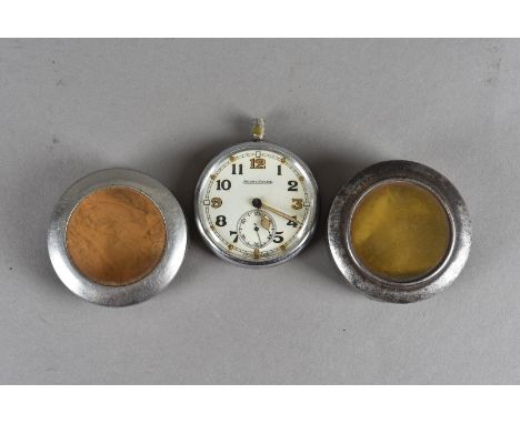 A military issue Jaeger LeCoultre open face pocket watch, marked with broad arrow, G.S.T.P F012964 to reverse, together with 