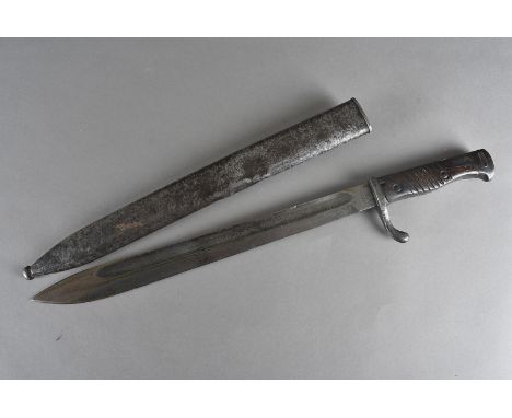 A WWI German 1898/05 Butcher bayonet by Simson & Co Suhl, with 36.5cm blade, complete with metal scabbard 