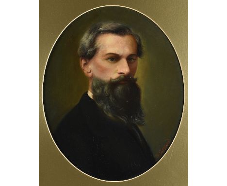 A Gottfried, English School, 19th Century, oil on board, 3/4 length portrait depicting Major General Metcalfe Young, signed l
