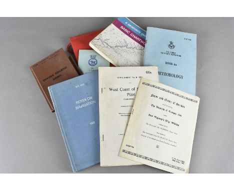 An assortment of Naval and RAF Handbooks and note books, including HMS Dolphin Submarine Training, Royal Naval Driver's Log, 