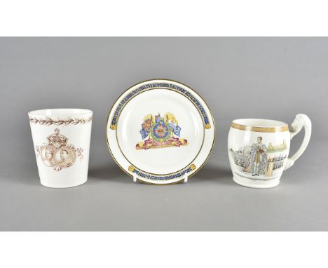 A Paragon China commemorative enamel decorated plate, for Edward VIII on an ivory ground, together with a Copeland Edward VII