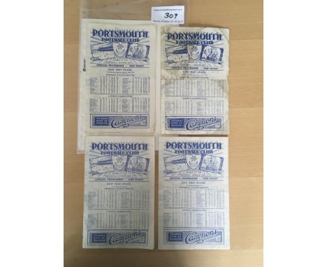 45/46 Portsmouth Home Football Programmes: Reserves v Crystal Palace and Southampton with first team matches v Brentford and 