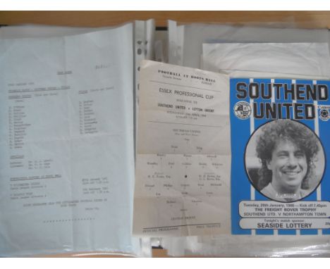 Southend United "Specials" Football Programmes: Folder containing home Friendlies Testimonials Sherpa Van Leyland Daf Associa