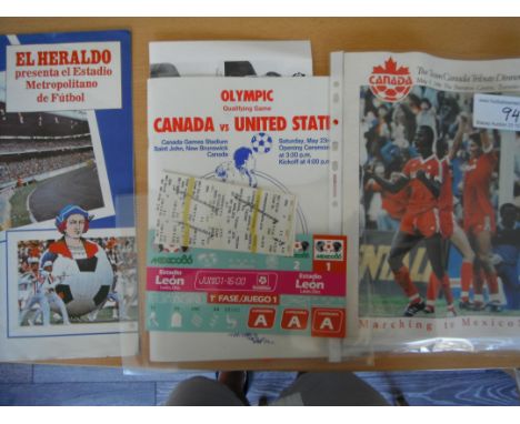 Canada 1986 World Cup Football Memorabilia: Includes Canada"s official tournament brochure and an unused ticket v France whic