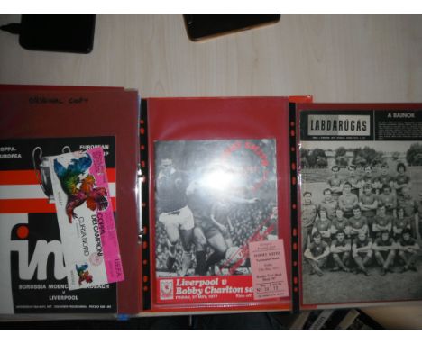 76/77 Liverpool Football Ticket + Programme Folder: FA Cup final season but rare European the highlight of this lot. Away pro