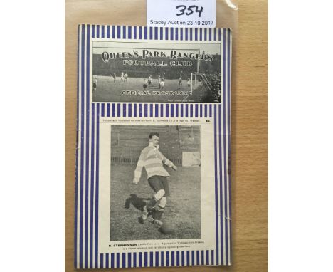 30/31 QPR v Swansea Town Football Programme: London Combination dated 24/1/1931 has nearly half the spine split and light fol