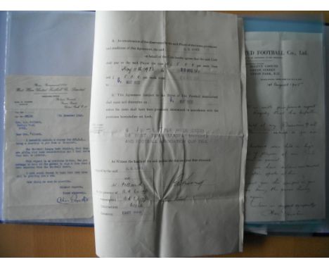 Walter Pollard West Ham Football Memorabilia: A contract signed by Pollard and West Hams first manager Syd King for season 32