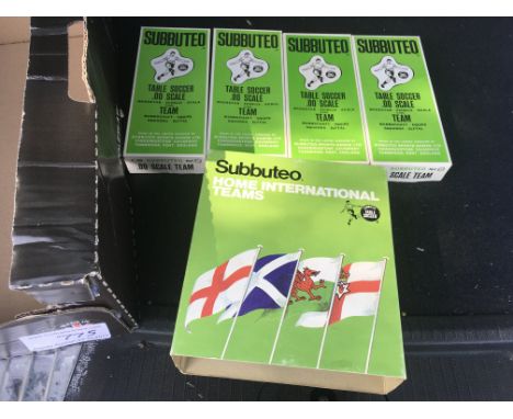 Home International Subbuteo Football Teams: Rare set of all 4 Home international teams in original sleeves. 