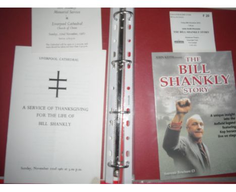 Bill Shankley Thanksgiving Programme + Ticket: Held at Liverpool Cathedral in 1981 with readings by Bob Paisley and Ian St Jo