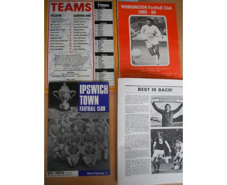 George Best Signed Football Programmes: Superb collection of genuine autographs of Best playing for various teams including H
