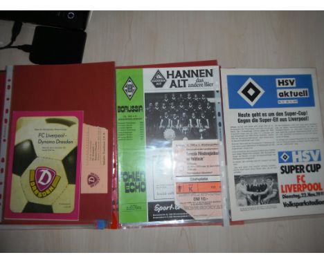 77/78 Liverpool Football Ticket + Programme Folder: European Cup winning season with rare programmes v Hamburg Super Cup plus