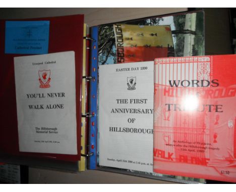 Liverpool Hillsborough Tragedy Football Memorabilia: Devoted Liverpool fans folder of Hillsborough related items including 19