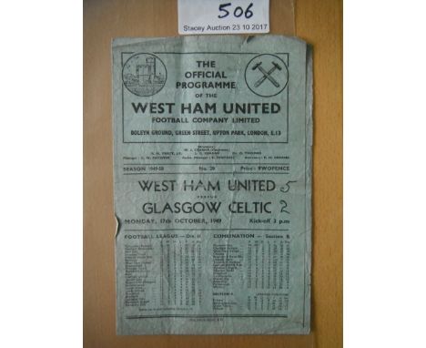 1934 West Ham v AIK Stockholm Fully Signed VIP Programme: The only one of its kind. A VIP programme for the match at the Bole