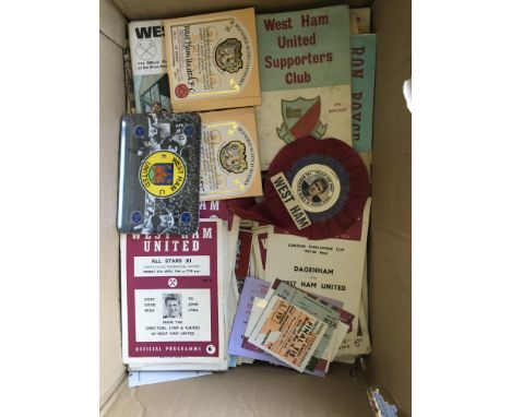 West Ham Football Programmes + Memorabilia: Nice lot includes 2 tiny Scotch Whiskeys, the odd autograph, Geoff Hurst Soccer S